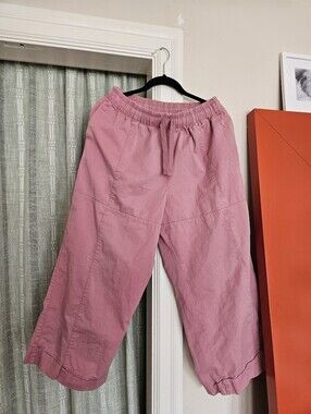 Lucy & Yak 100% Organic Cotton Casual Drawstring Wide-Leg Pants In Pink sz M